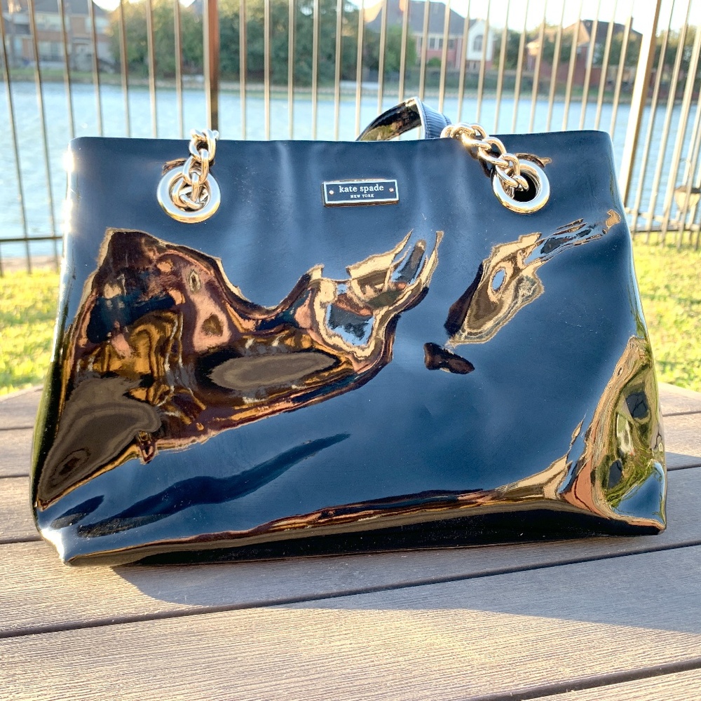 Kate Spade Patent Leather Black Shiny Should Bag